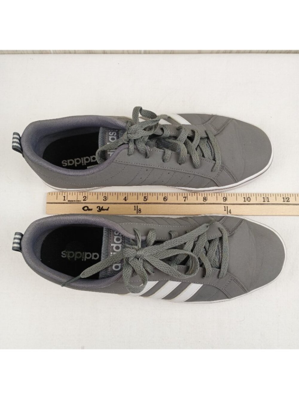Salty Adidas VS Pace Trainers Gray Men's 10 US white strip low top tie shoe READ - Picture 10 of 10